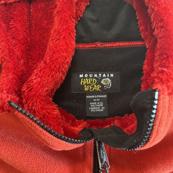 Mountain Hardwear Orange Faux Fur Fleece Jacket Hooded Full Zip Womens Size M - Picture 3 of 16